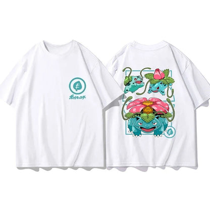 Short Sleeve T-Shirt Gengar Psyduck Mewtwo Printed Men's Boys and Girls Summer New Fashion Top