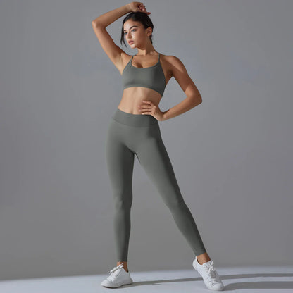 Ribbed Set Woman 2 Piece Seamless Yoga Set Gym Wear Push Up Sports Bra Leggings For Women Workout Outfit Sportswear Tracksuit