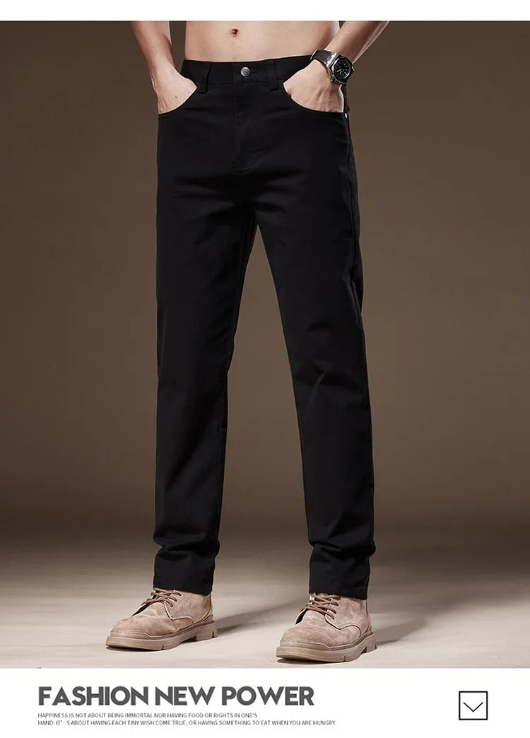 2024 New Autumn Men's Business Casual Trousers Work Pants Male Formal Dress Pants Straight Men's Clothes Black Gray Apricot
