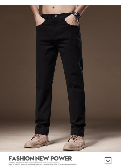 2024 New Autumn Men's Business Casual Trousers Work Pants Male Formal Dress Pants Straight Men's Clothes Black Gray Apricot