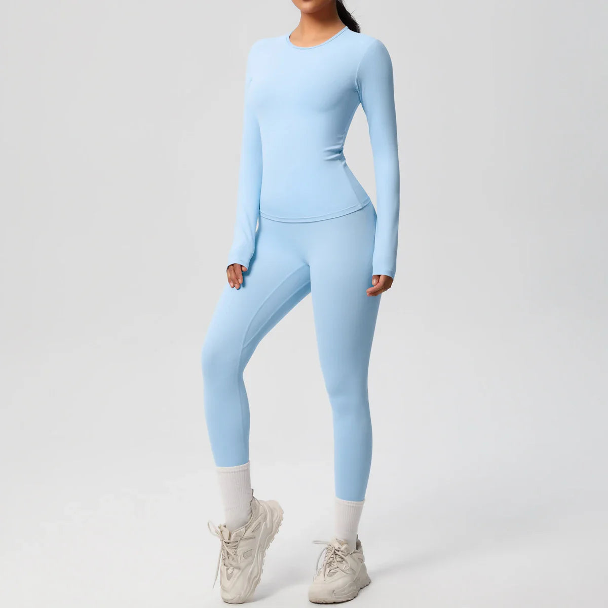2 PCS Sportswear Yoga Set Gym Clothes Yoga Suits For Women Fitness Set Tracksuits Sports Long Sleeve Crop Top Gym Leggings