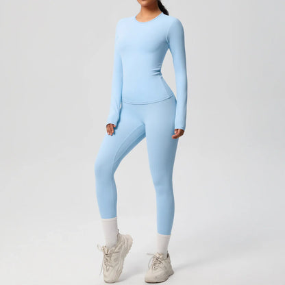 2 PCS Sportswear Yoga Set Gym Clothes Yoga Suits For Women Fitness Set Tracksuits Sports Long Sleeve Crop Top Gym Leggings