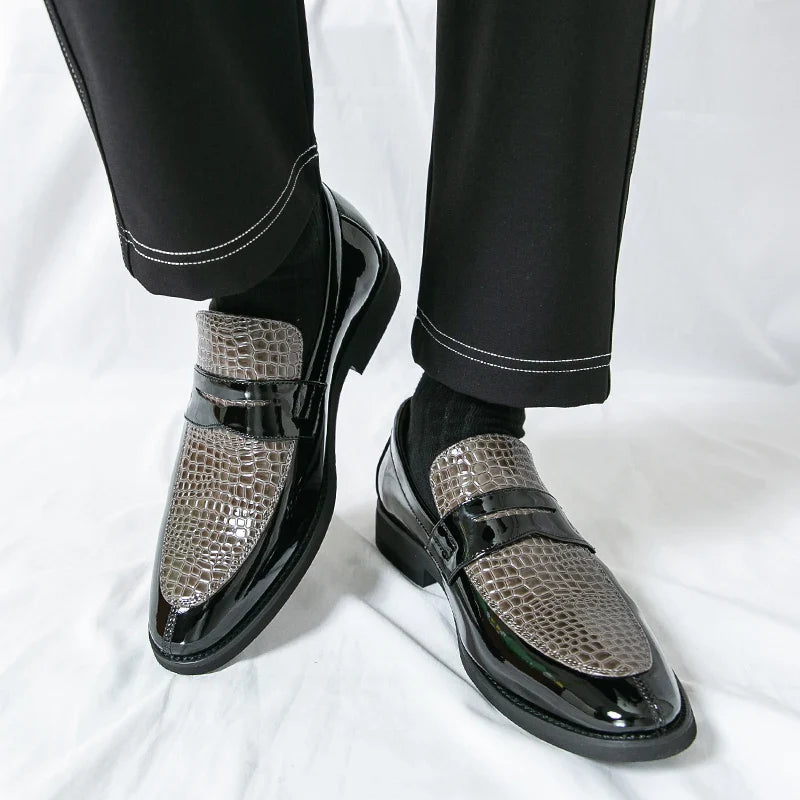 Loafers Shoes Men Color Blocked Business Casual Fashion Round Head Formal Wedding Shoes