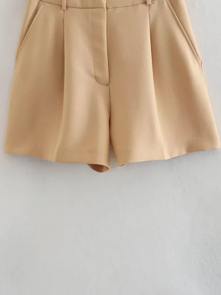 Female Shorts Black Pink Shorts Woman Summer 2024 Pleated Baggy White Shorts For Women Casual High Waist Short Pants