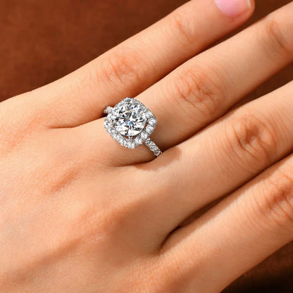 8mm 2ct Moissanite Halo Ring Certified 925 Sterling Silver Engagement Rings For Women Girls Wedding Party Jewelry Gift