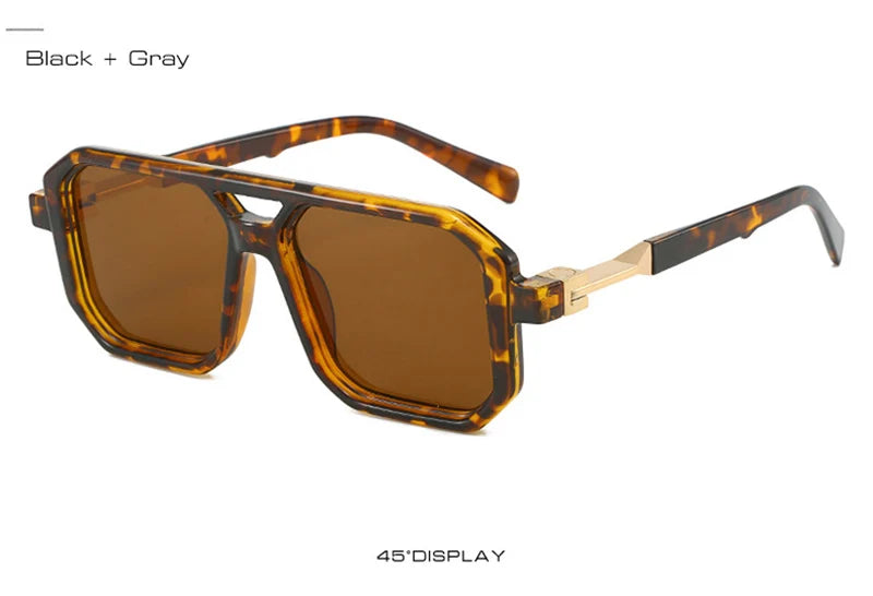 New Double Bridges Square Sunglasses Women Fashion Gradient Shades UV400 Retro Polygon Men Sun Glasses