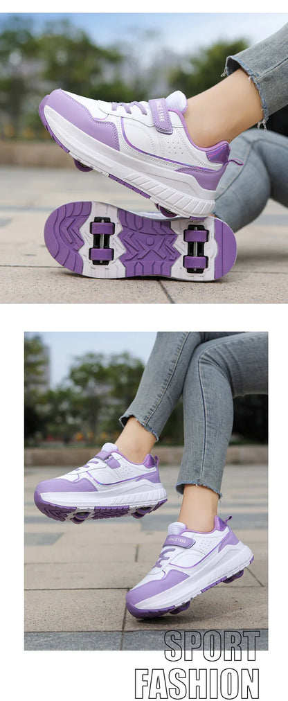 Roller Skate Shoes Kids Autumn 2024 Children Fashion Casual Sports Toy Birthday Gift Games Boys 4 Wheels Sneakers Girls