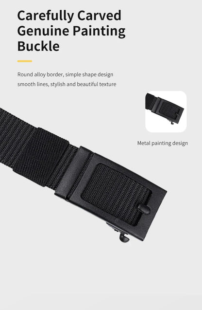 Men's And Women's Toothless Automatic Buckle Belt Military TrainingCanvas Belt New Metal Buckle Young Students' Versatile Belt T