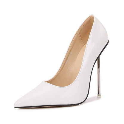 European And American Fashion Single Shoes European Station Pointed Toe Metal Thin Heel Elegant Women's Shoes High Heels Simple