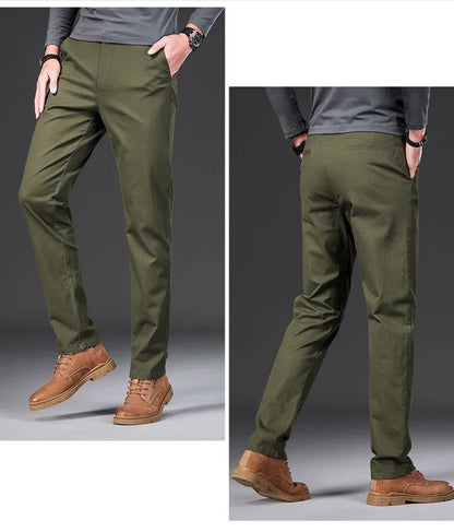 97% Cotton Classic Men's Casual Pants New Soft Cozy Elasticity Straight Business Trousers Fashion Branded Clothing Size 28-38