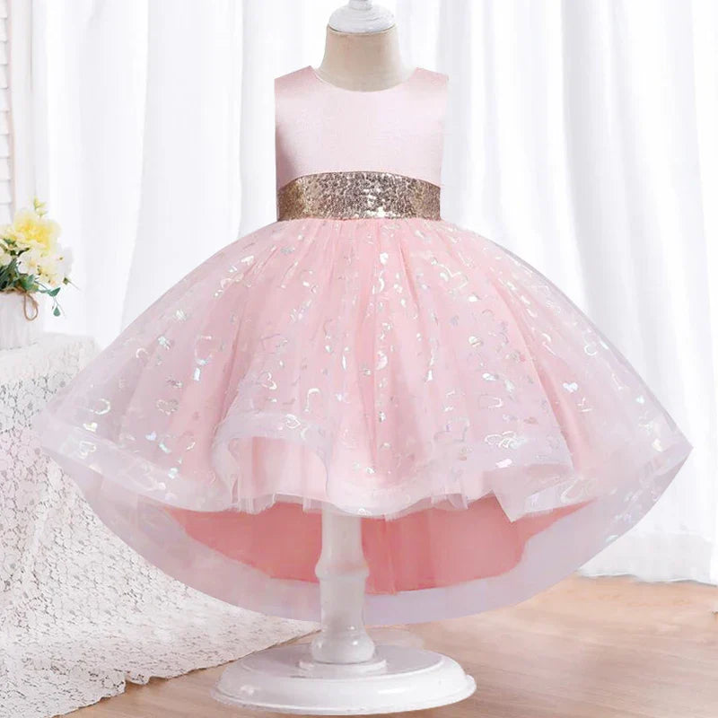 Summer Children's Wedding Celebration Party Evening Dress Sleeveless Sequins Formal Ball Birthday Party Girl Princess Dress
