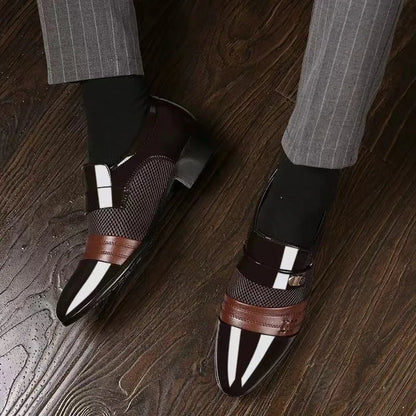 Large Size Summer Breathable Mesh Men's Shoes Formal Men's Leather Shoes Black Business Casual British Shoes