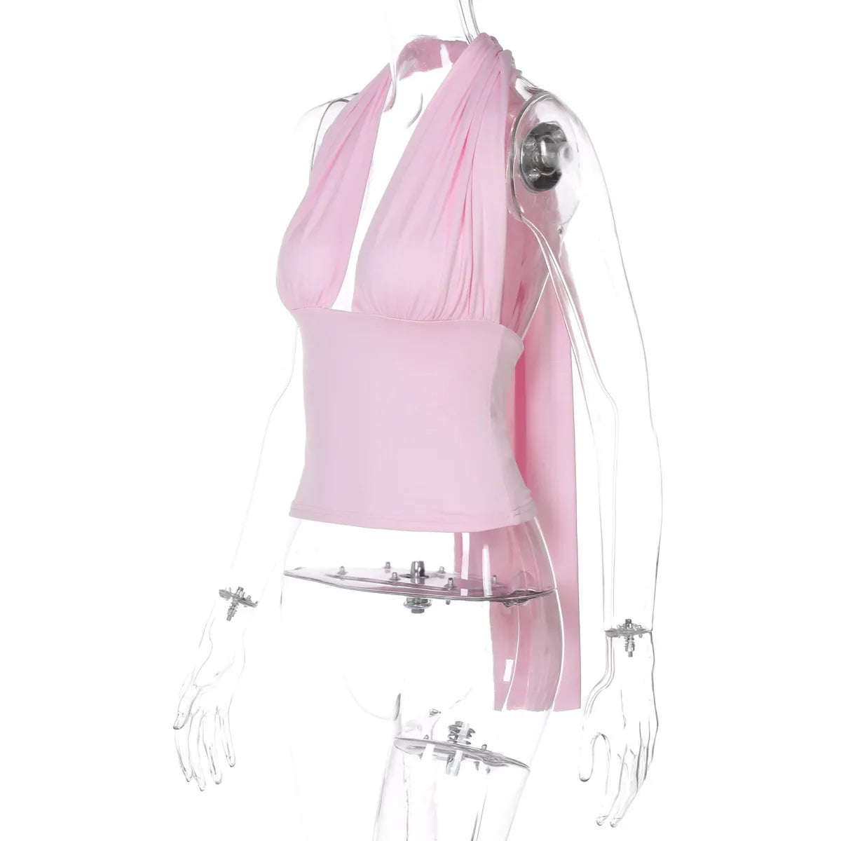 Halter Neck Backless Sexy Vest Women's Summer Slim Strappy Fashion Elasticity V-Neck Vest Solid Vacation Party Female Top 2026