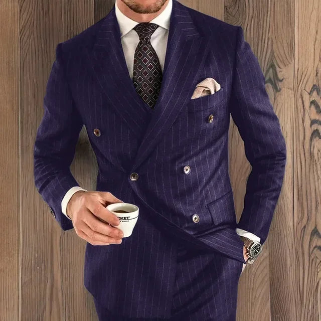 2025 Black Stripe Men Suits Double Breasted Blazer Latest Coat Designs Slim Fit only Jacket Tuxedos Custom Made Groom Prom