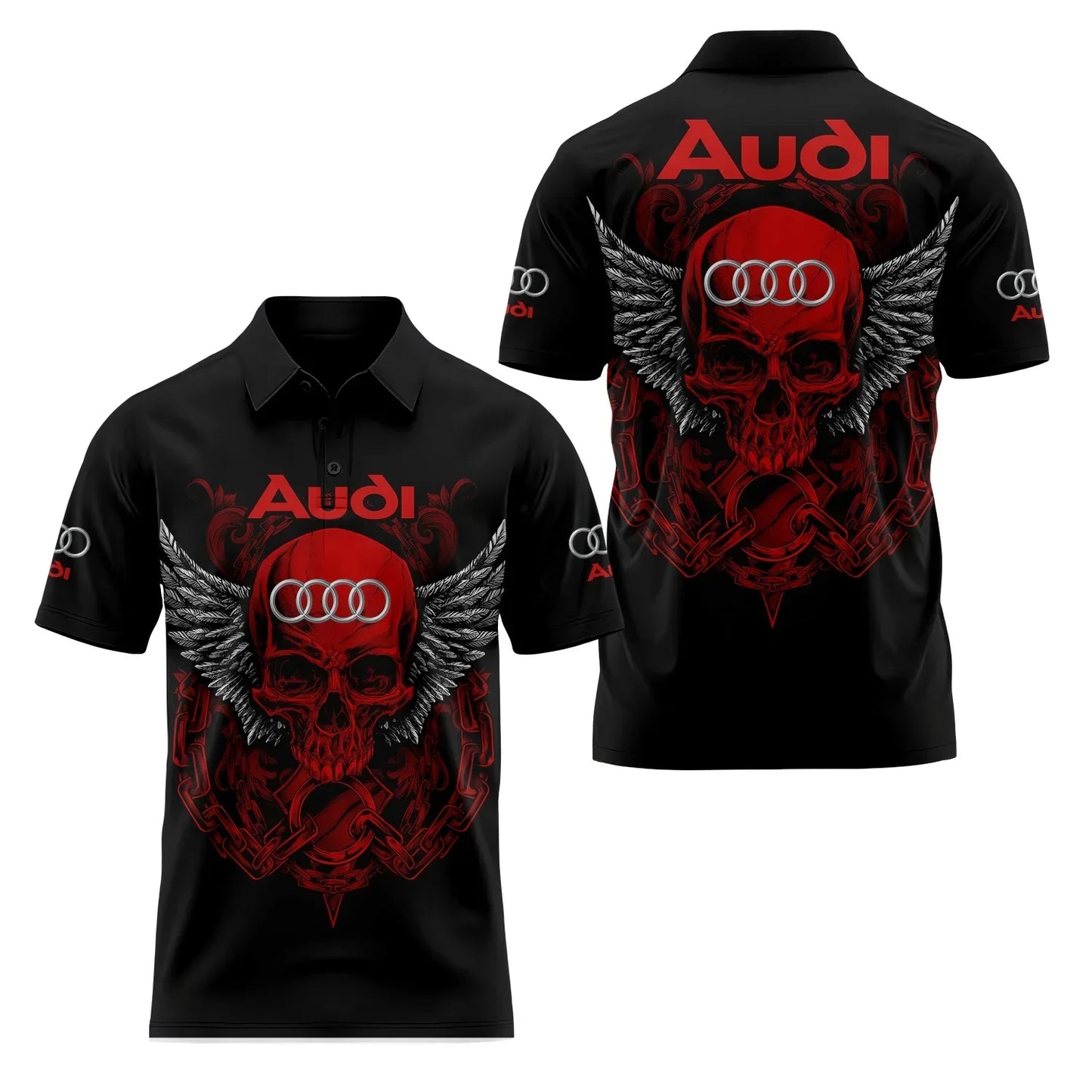 Short-Sleeved Polo Shirt 3D Printed 4S Fast Dry Sport Collar T-Shirt for Store Staff Fashionable