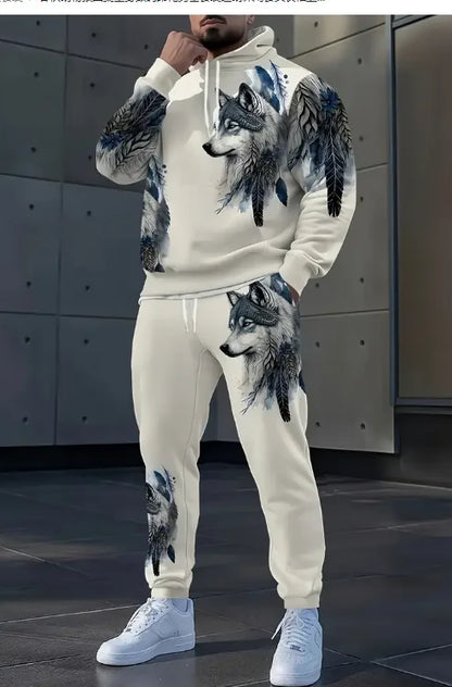 Animal Tiger 3D Print Suit Sweatshirt Forest Tiger Print Casual Hoodie + Drawstring Casual Pants 2pcs Set Men Women Hoodie Suit