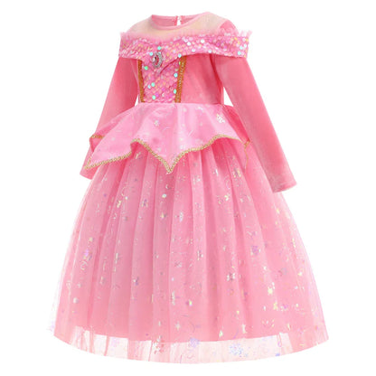 Halloween Costumes Kids Pink Girls Party Dresses Girl Aurora Princess Gown Sleeping Beauty Cosplay Costume Fantasy Disguise Sets
