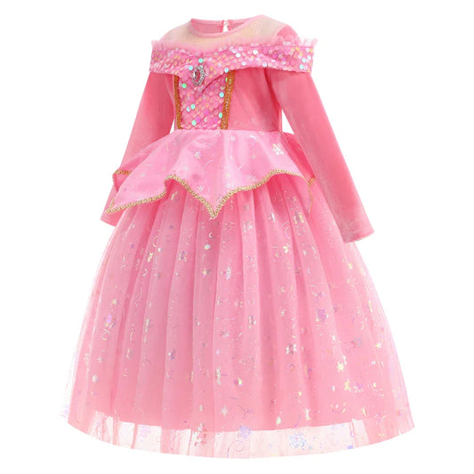 Halloween Costumes Kids Pink Girls Party Dresses Girl Aurora Princess Gown Sleeping Beauty Cosplay Costume Fantasy Disguise Sets
