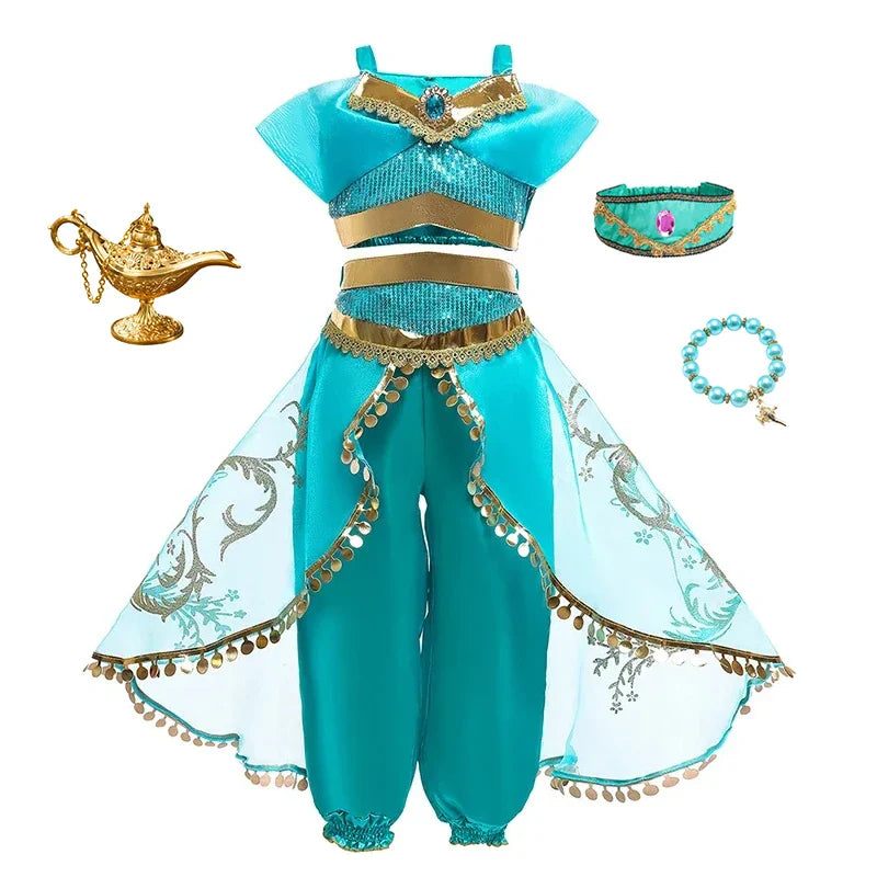 Girls Cosplay Costume Princess Dress Kids Magic Lamp Fancy Birthday Party Dresses Party Clothes 2-12Yrs