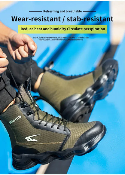 Safety Shoes Men Boots High Top Work Sneakers Steel Toe Cap Anti-smash Puncture-Proof work Boots Indestructible Shoes