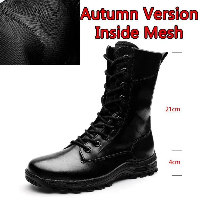 High Top Style Snow Boots Men Warm Men Lace Up Tactical Boots Brand Fashion Winter Ankle Boots Leather Outdoor Footwear
