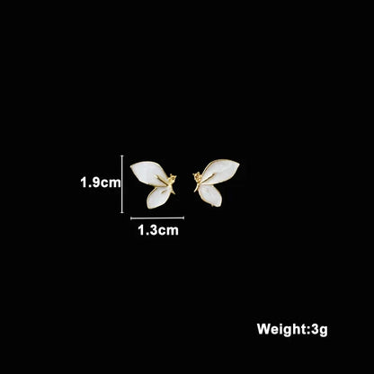 Pure White Women's Dangle Earrings Blooming Flower Acrylic Enamel Butterfly Imitation Pearl Heart Hanging Earrings Elegant brinc