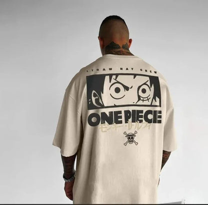 Oversized One Piece Straw Hat Crew Anime T Shirt Men Summer Cotton Loose Streetwear Casual Short Sleeve Graphic Tee Y2k Clothes