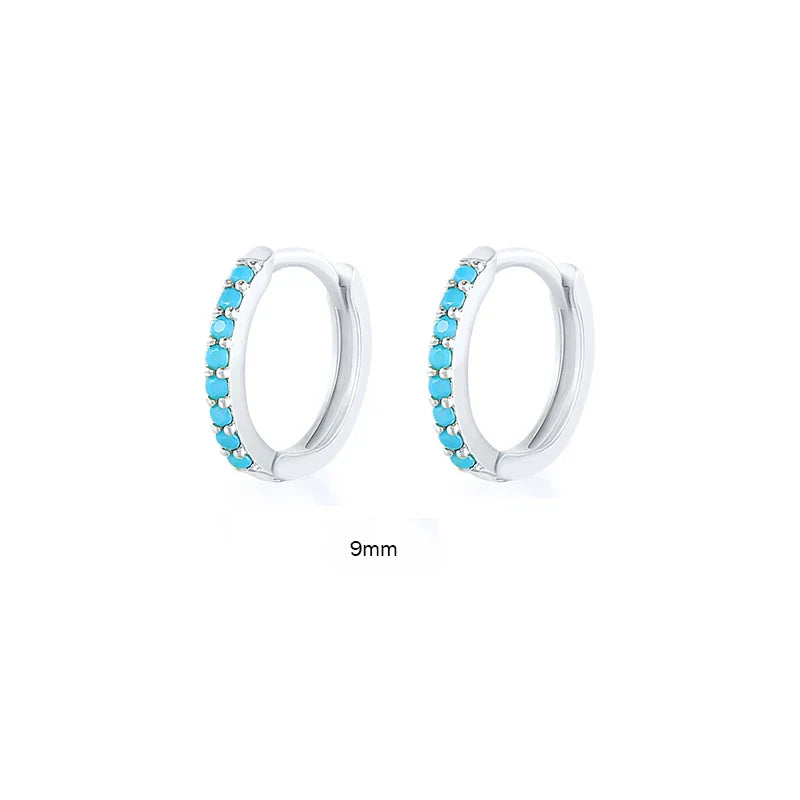 6/7/8/9 MM Cartilage Circle Earrings 925 Sterling Silver Bling CZ Huggie Hoop Earring for Women Piercing Buckle Wedding Jewelry
