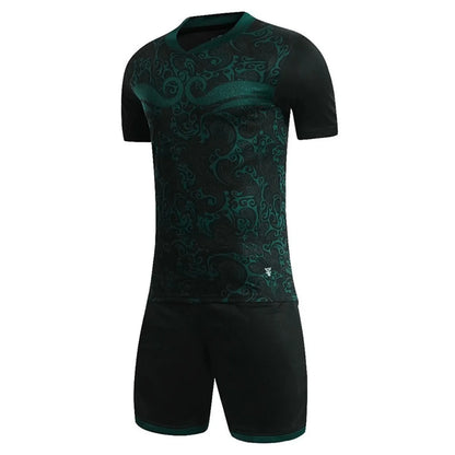2 Pcs Summer Children's Quick-Drying Sports Set Boys Girls Soccer Training Outfit Short Sleeve Stylish Print T-shirt with Shorts
