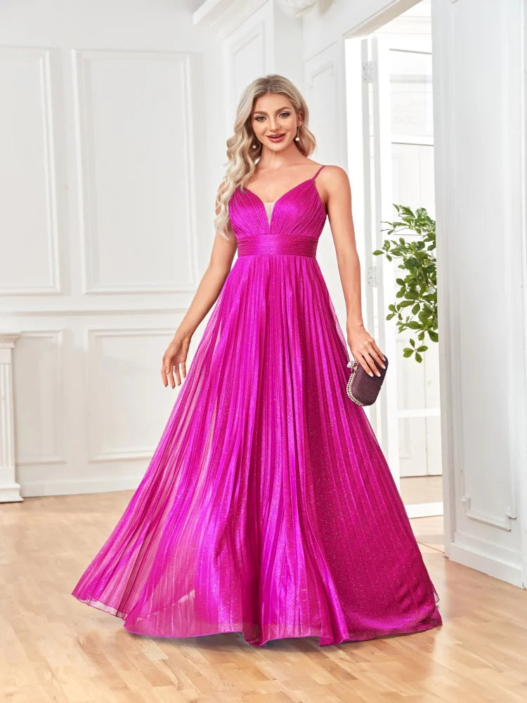 Vestidos de festa elegantes linha A luxuosos até o chão sem costas formais decote V profundo femininos vestidos de coquetel para festa de casamento