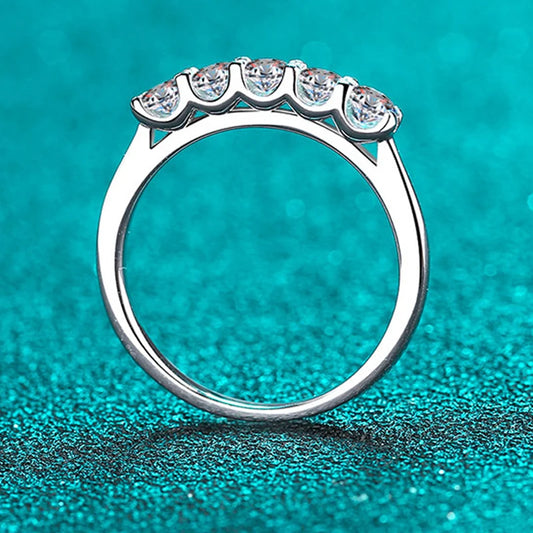 Solid 925 Silver 3mm Moissanite Diamond Engagement Ring for Women Half Enternity 0.5ct Moissanite Wedding Band Jewelry
