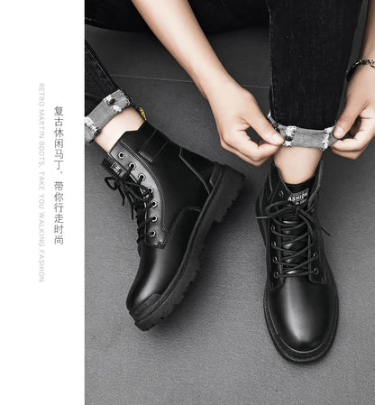 Men's high top casual boots four seasons new outdoor anti slip comfort workwear boots fashion versatile trendy boots men's shoes