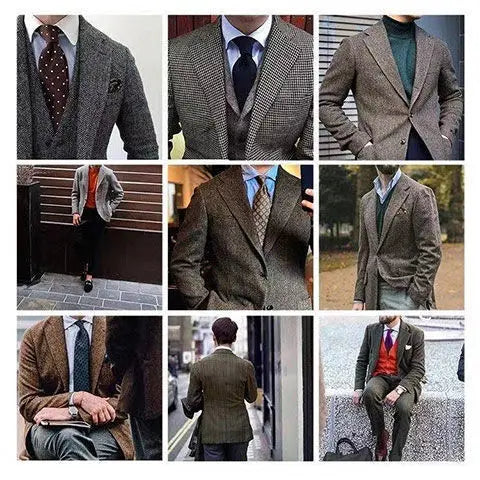 Peaky Blinders Men's 3-Piece Suit Vintage Plaid Autumn/Winter Heavyweight New Style Jacket+Vest+Pants Slim Fit Formal Suit
