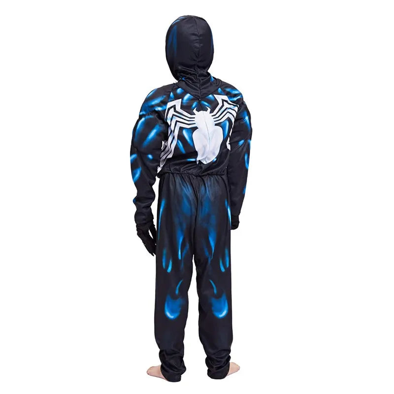 Kids Superhero Black Spider Costume Ghost Costume Onesie 3D Spandex Unisex Jumpsuit Bodysuit for Kids Halloween Cosplay