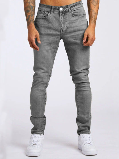 1pc men's elastic daily travel American street, regular banana pants jeans