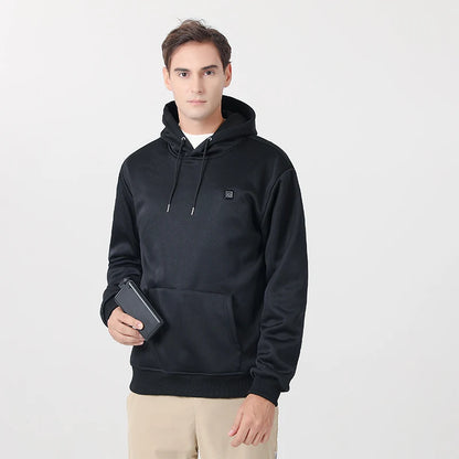 New Intelligent USB Heating Hoodie for Men Women Winter 7 Areas Coral Fleece Hooded Heated Clothes Outdoor Thermal Sportswear