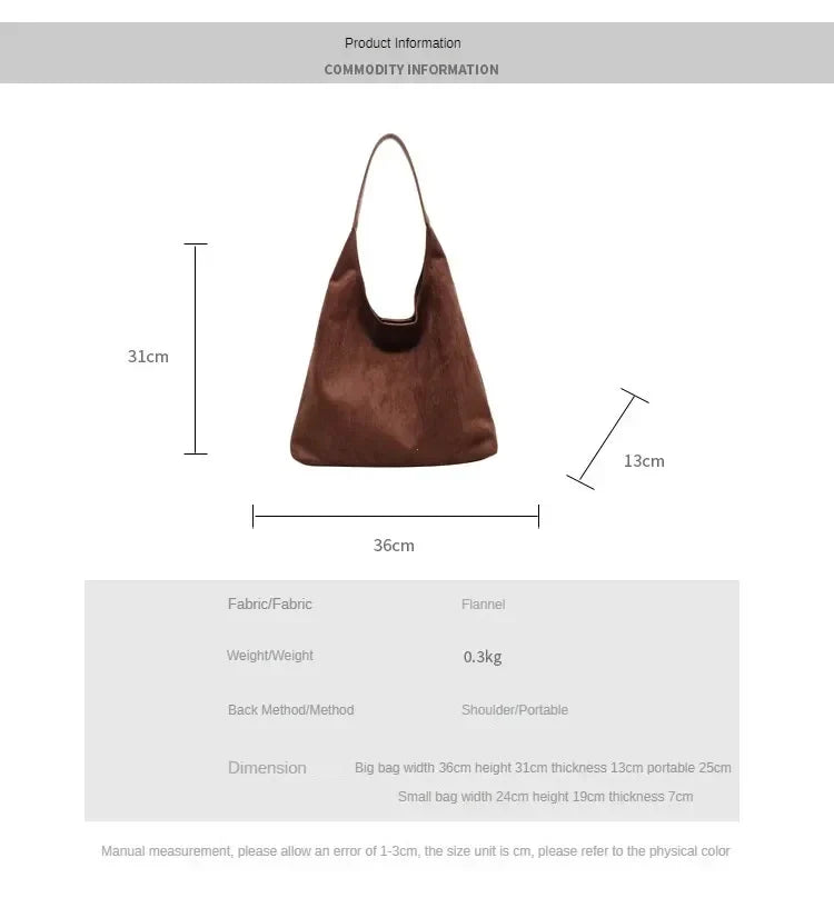 Korean suede bucket bag, women's casual commuting shoulder tote bag, autumn/winter 2025 new underarm set bag