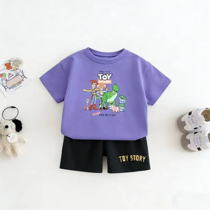 2piece/set For Boy Clothing Summer Cotton Cartoon Car Tshirt + Shorts Children's Wear Outfits Kids Costume Leisure Tracksuits