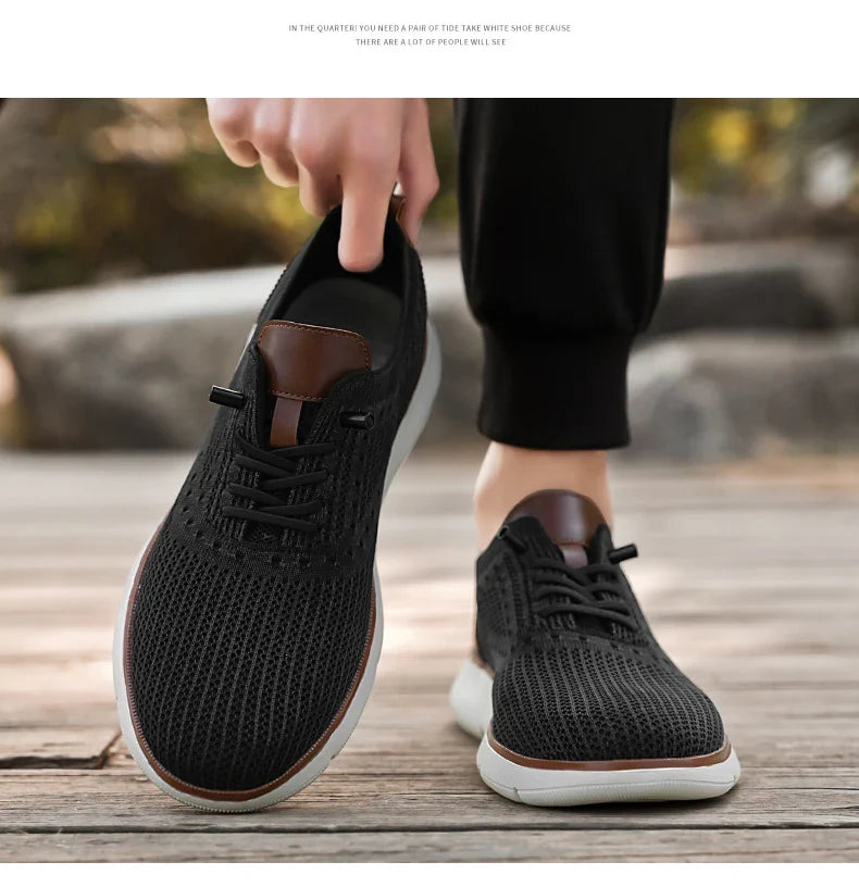 Large Size Comfortable Men's Shoes Light Fashion Casual Sports Shoes Breathable Flying Mesh Top Loafers