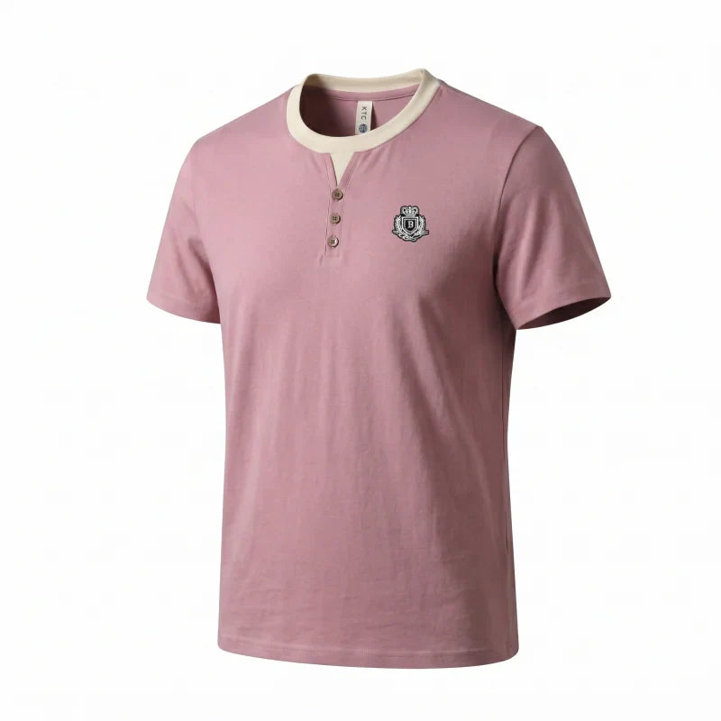 designer men's summer vacation two piece t-shirt round neck embroidered british style short sleeve casual fashion men's wear top