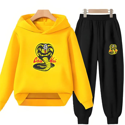 Children's Hoodie+Pants black Children cobra stamp Coat Boys Girls Hoodie Tops Leisure Sweatshirr Toddler 3-12 Year Clothing
