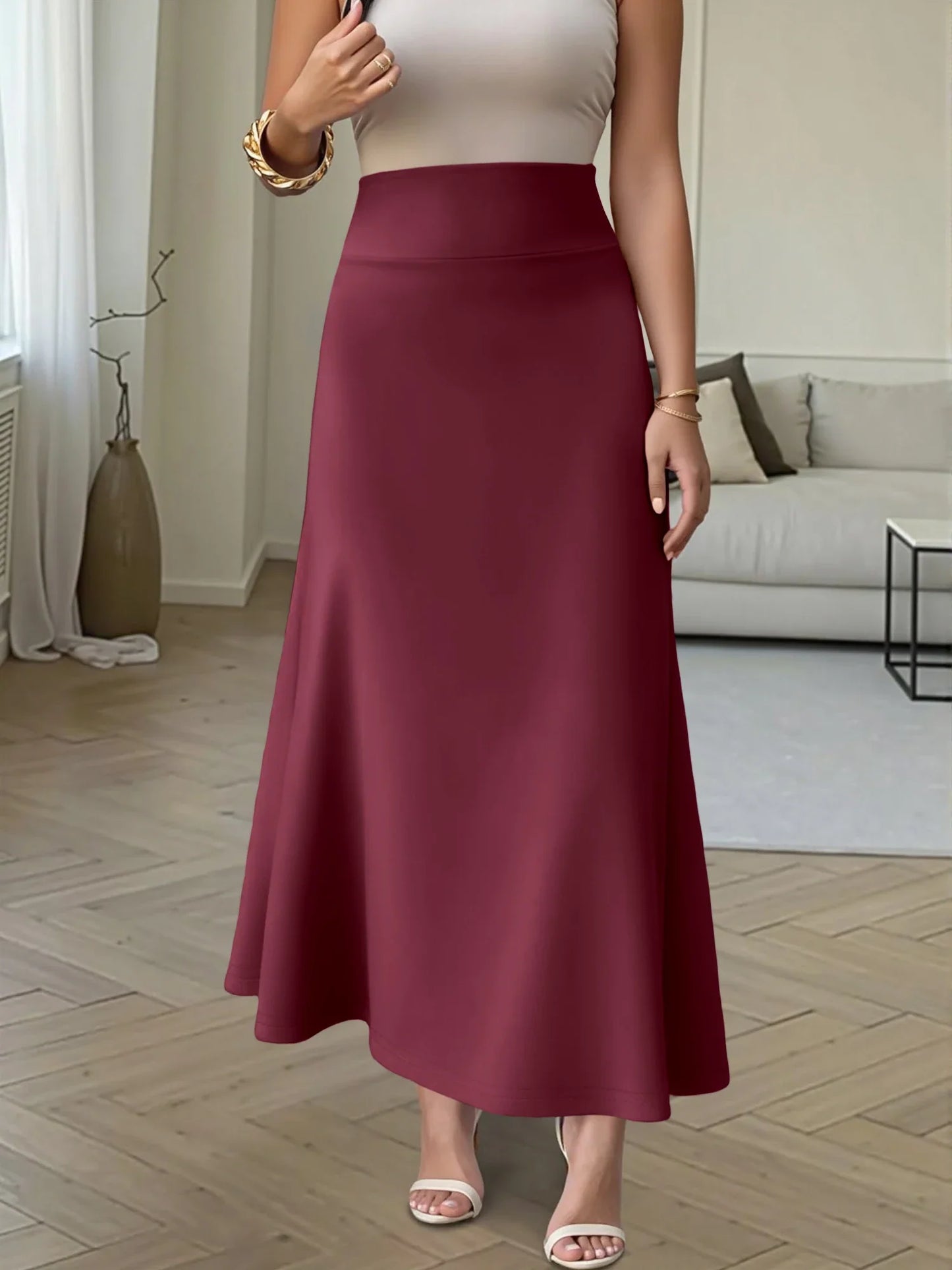 Women Midi Skirt High Waist A line Flowy Design Breathable Material Perfect for Fashion Events Casual Street Style Weekend Trips