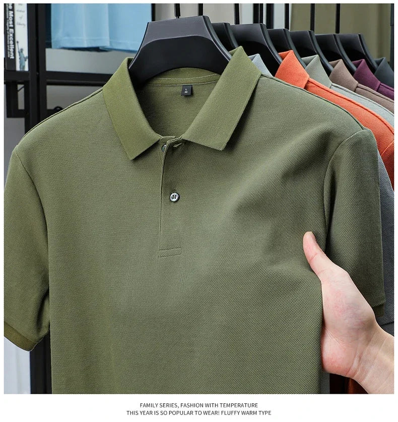 20 Colors Men's 100% Cotton Polo Shirt - Summer Casual Breathable Tee,Ideal for Golf and Sports,Business Casual,Silk-Like Finish