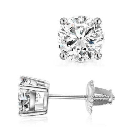 Certified 1/2/3/4/5carat Moissanite Stud Earrings for Women Men 925 Sterling Silver Sparkling Diamond Screw Back Ear Studs