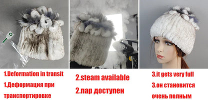 Woman Hat Winter Solid Mink Caps With Flower Natural Mink Fur Hats New Russian Girl Soft Knitting Real Fur Bucket Hats 2026 Warm