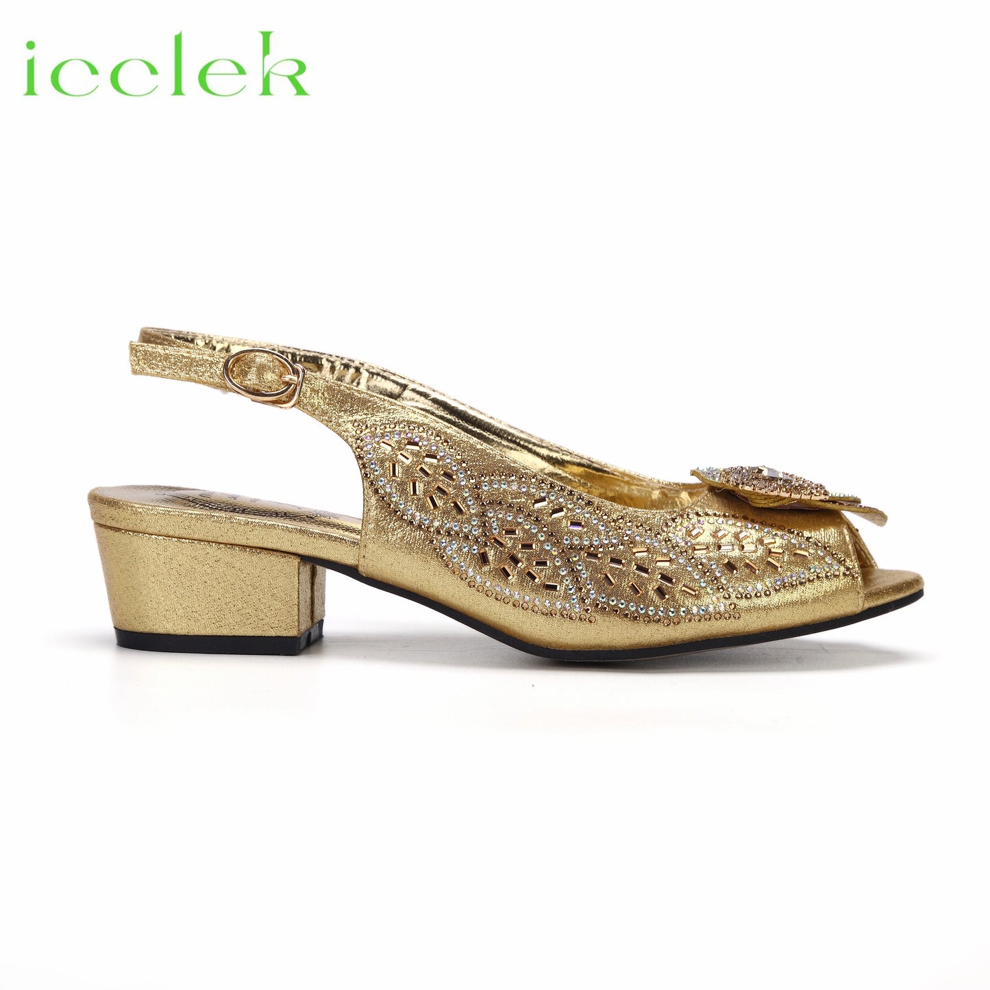 2023 Newest INS Style Brown Color Elegant Low Heels Nigeria Popular Design African Ladies Shoes And Bag Set for Wedding Party