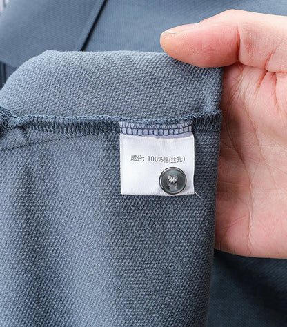 Brand 100%pure cotton short sleeve polo shirt men's new fashion letter embossed business casual solid color summer lapel T-shirt