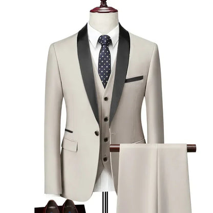 Formal Suit Set Coat Vest Trousers Business Groom Wedding Dress Blazer Pants suit men trajes de boda para hombre completos