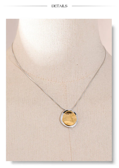 Double Round Pendant Fashion Necklace Water Resistant Metal Stainless Steel Daily Waterproof Jewelry Recommend