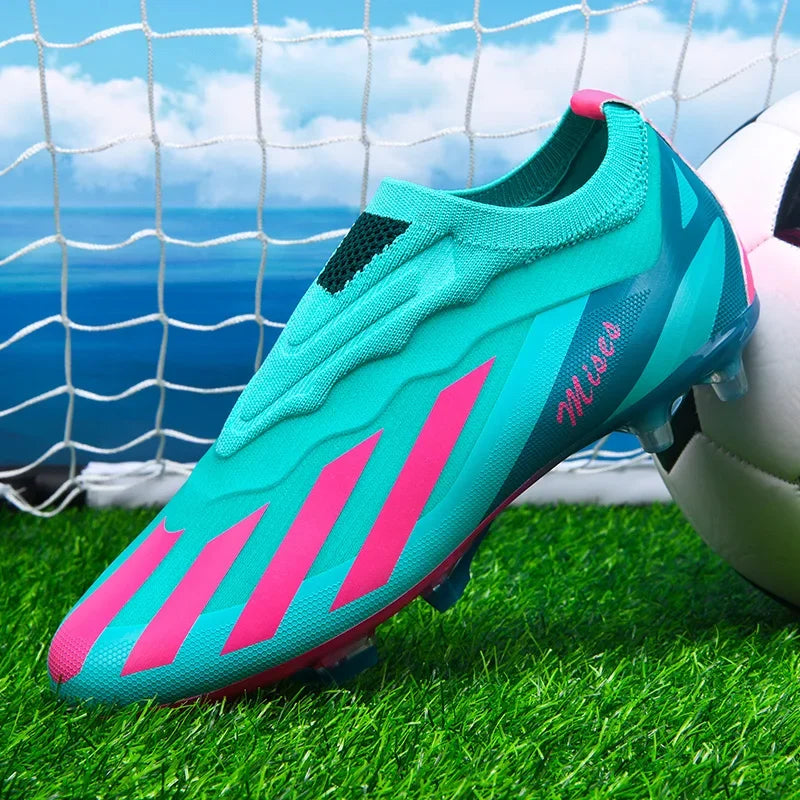 New Men Outdoor Football Boots Cleats Soccer Shoes Long Spikes FG Boys Non Slip Sport Training Breathable Match Comfortable